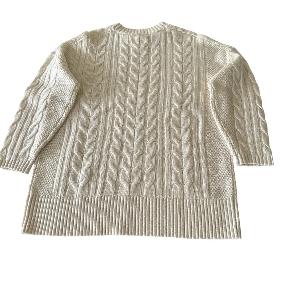 Banana Republic Italian Cashmere Blend Cable Knit Sweater Oversized Medium - Picture 3 of 13